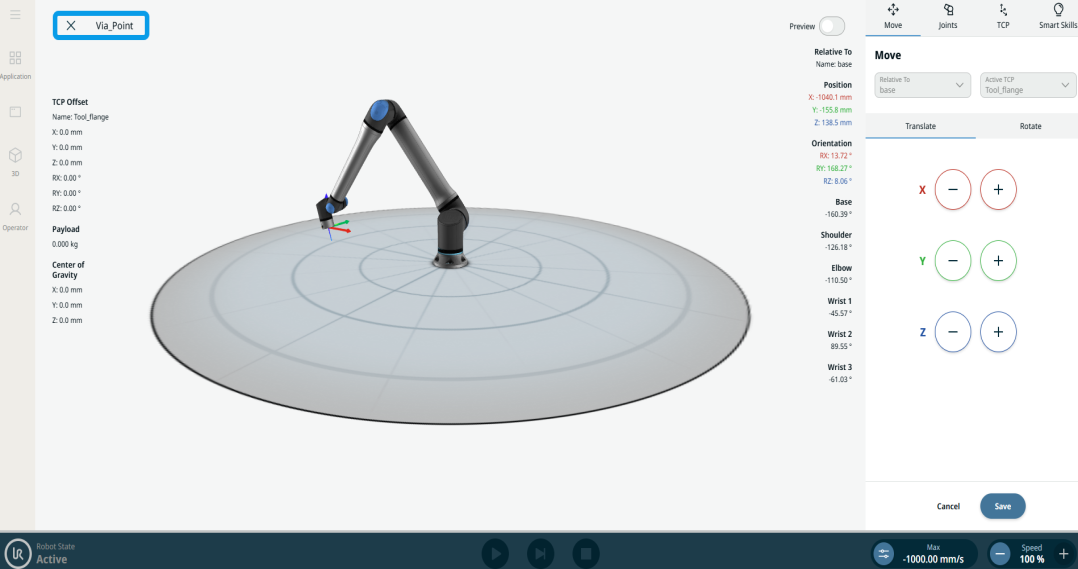PolyScopeX-Circular Arc Move robot interface