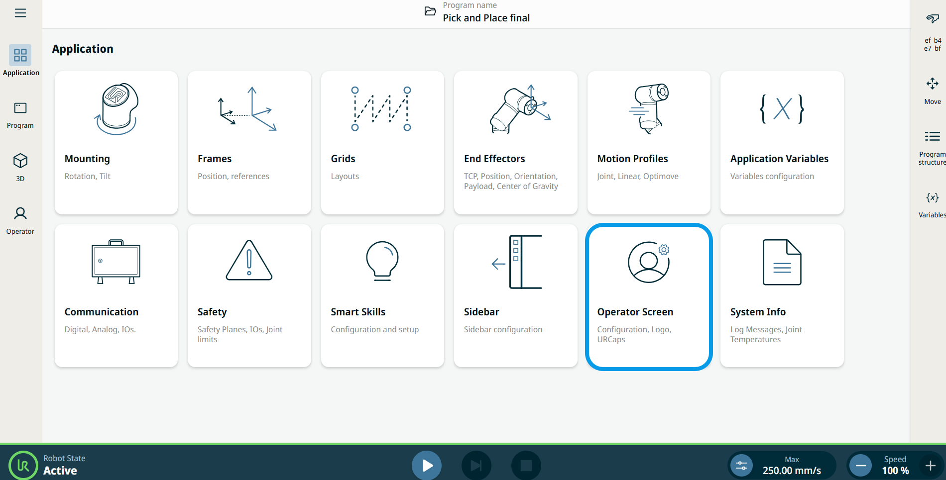PolyScopeX-LTB-Application-Operator Screen