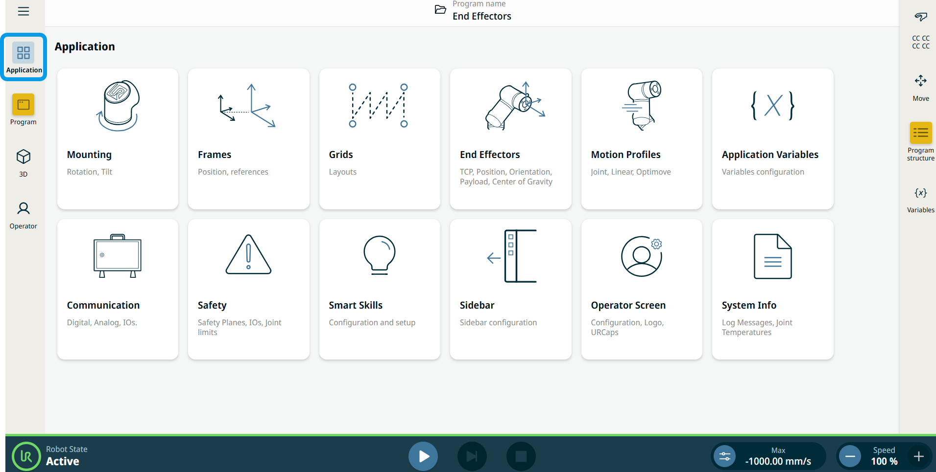 PolyScopeX Application Menu
