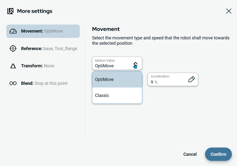 PolyScope X Move to - Movement