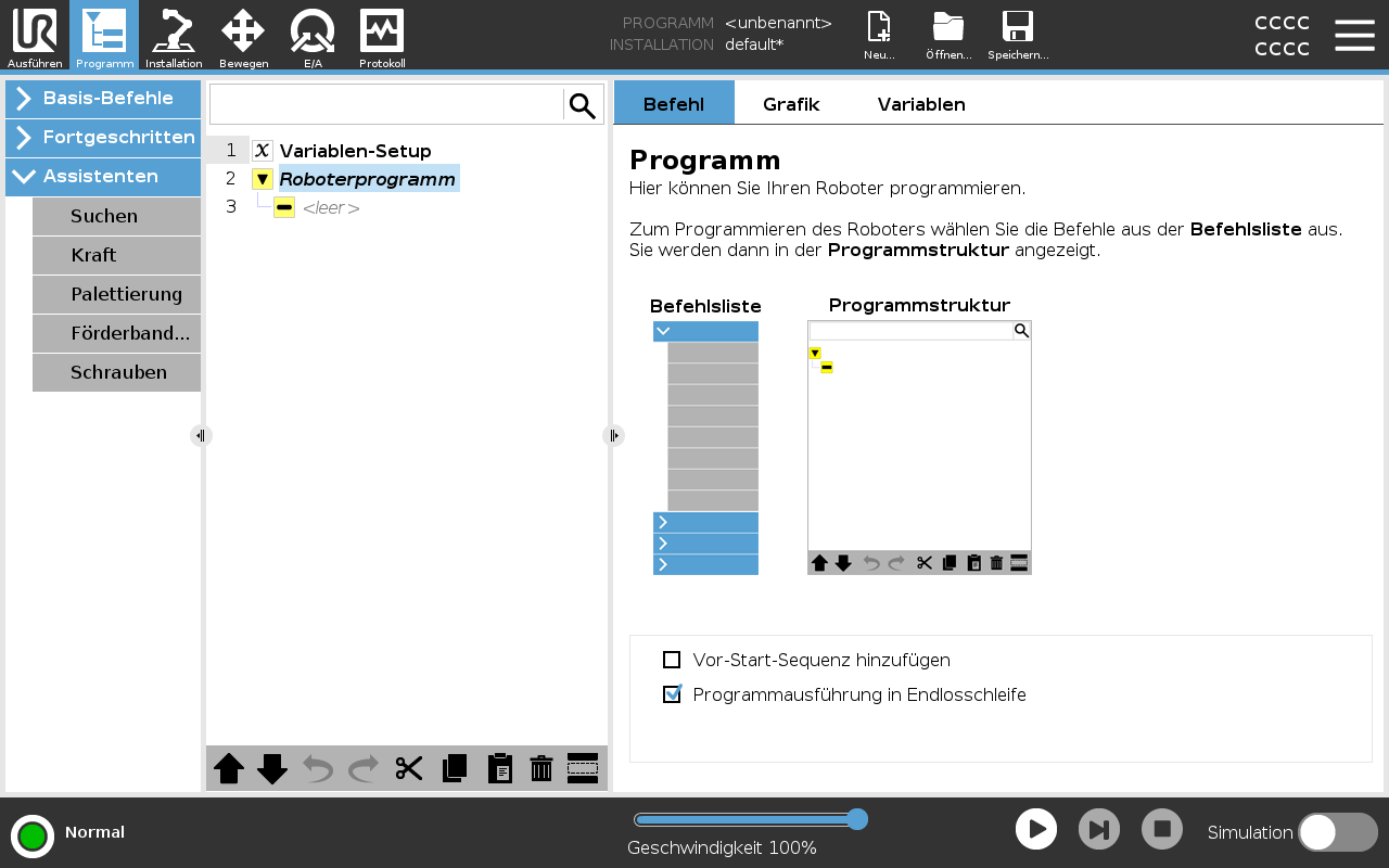 Verwenden des Programm-Tabs