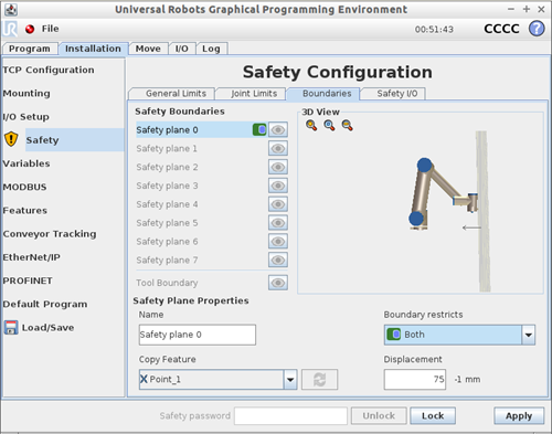 Universal Robots Setting Up Safety