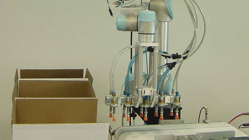Robot colaborativo UR5 de Universal Robots para la industria científica y de investigación con aplicaciones de empaquetado y paletizafo y pick & place