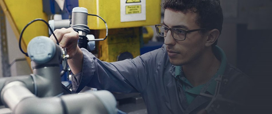 Man with collaborative robot