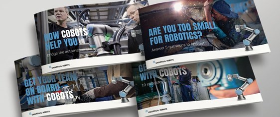 Ebøger omkring kollaborative robotter fra Universal Robots.