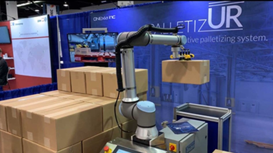 Universal Robots Distributor, Onexia displaying their palletizer application at ATX West 2019.