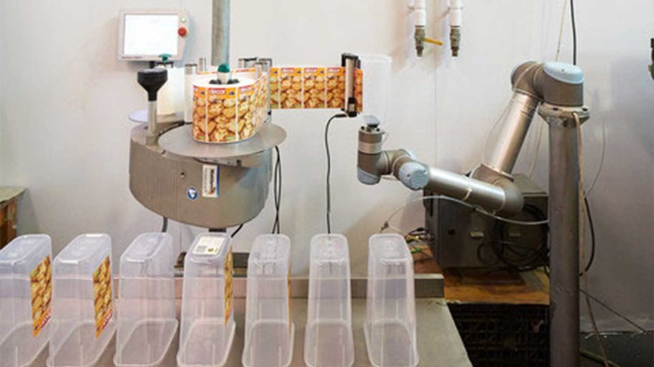 The robotic arm in labelling application