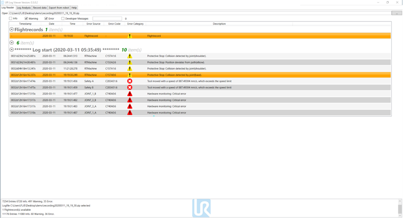 bypass Indvandring Mirakuløs Universal Robots - UR Log Viewer - Manual