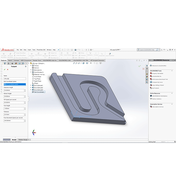 Universal Robots Toolpath Generator for SOLIDWORKS