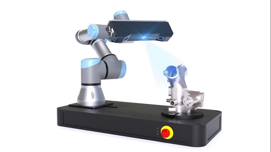 Scanner de qualidade com braço robótico colaborativo.