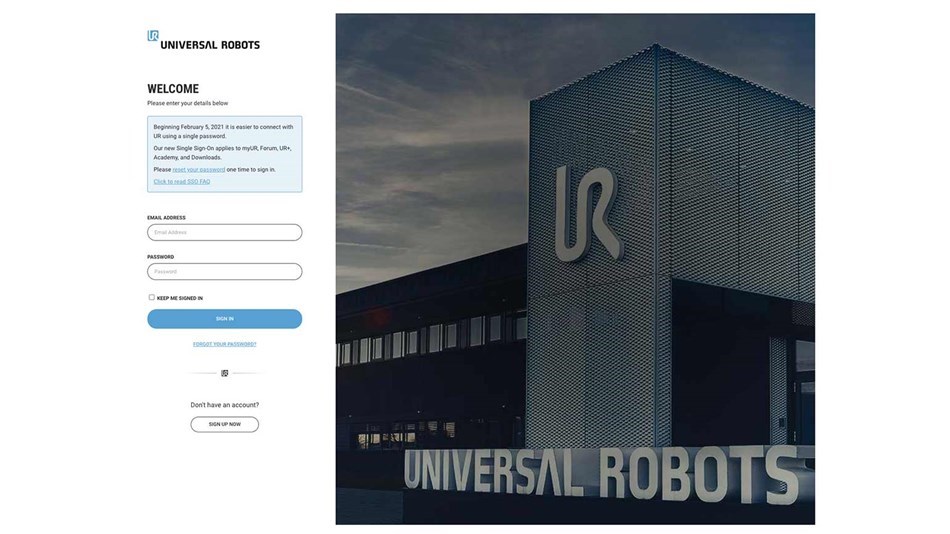 compte myUR universal robots