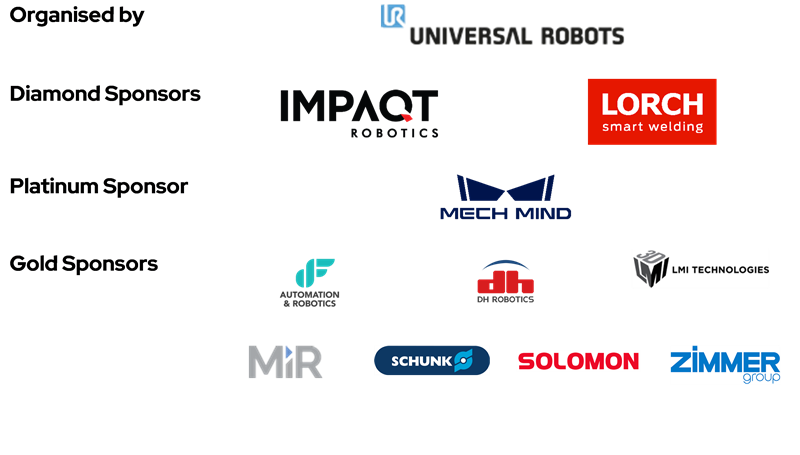 Collaborate India 2025 - Sponsors - Impaqt, Lorch, Mech-Mind, DF Automation, DH Robotics, LMI Technologies, MiR, Schunk, Solomon, and Zimmer